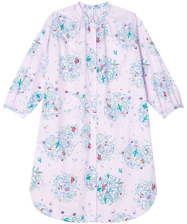 tsumori chisato SLEEP ルームウエア　ワンピース　長袖　綿100%　綿サテン素材　/ワコール　UNX545 ピンク