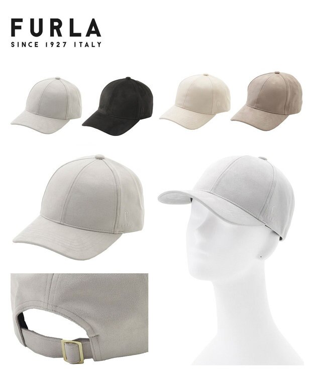 MOONBAT FURLA(フルラ)横刺繍スエード キャップ UVカット ブラック