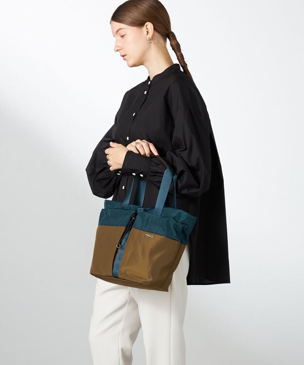 Y'SACCS ドローストリング コンビカラー2WAYトート ブルー