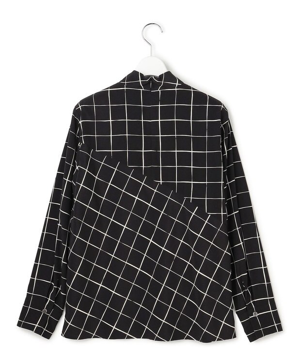 ICB L 【30th ANNIVERSARY】 ウィンドウペンプリント プルオーバーブラウス ブラック×アイボリー