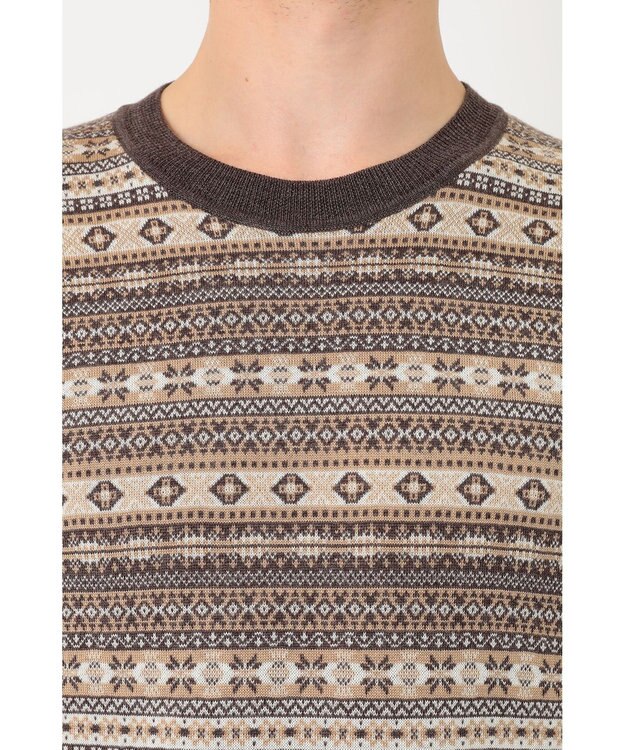 DAKS フェアアイルウールクルーネックセーター ブラウン