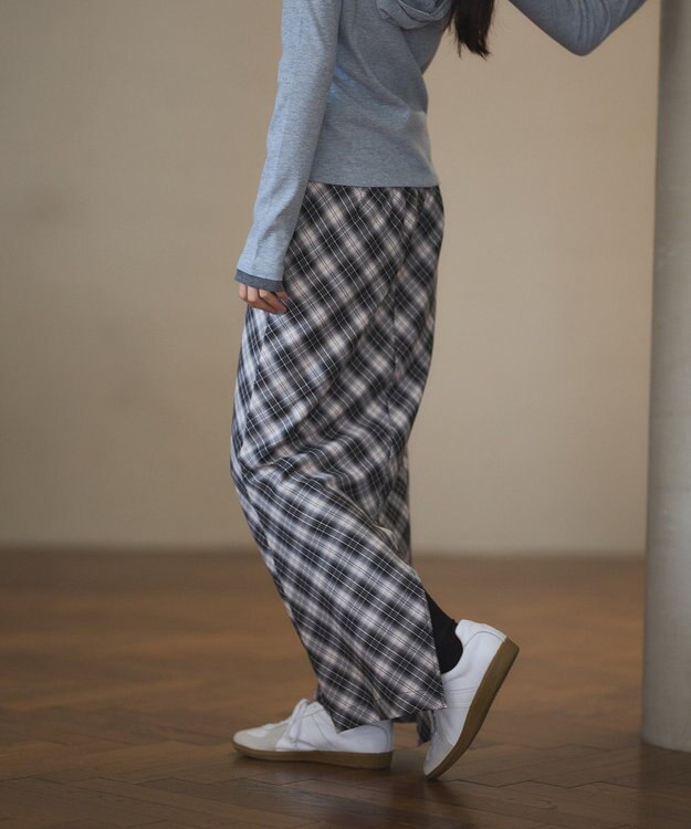 CRAFT STANDARD BOUTIQUE バイアスＩラインスカート Check Black