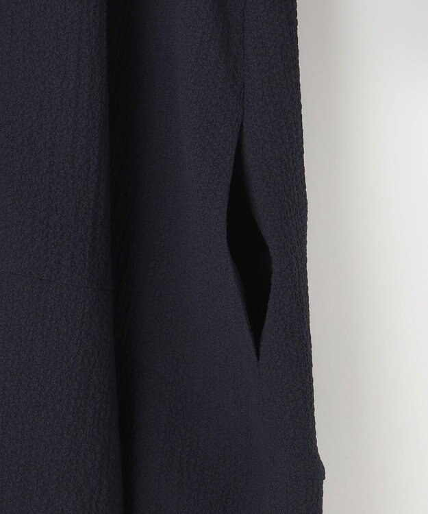 組曲 【WEB限定】クレープストレッチ シャツワンピース ネイビー系