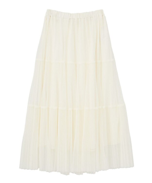 Green Parks チュールプリーツティアードスカート Off White