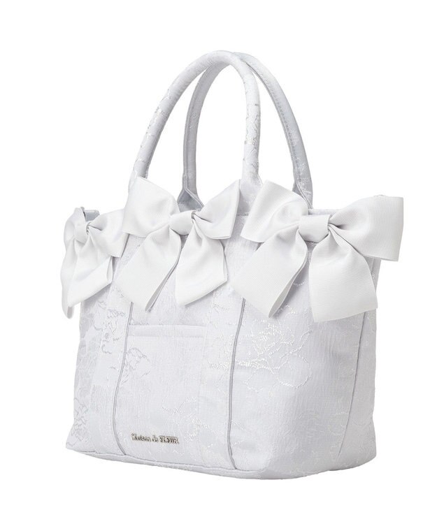 Maison de FLEUR ブルーマニアボリュームリボン２ＷａｙトートＭバッグ Light Blue
