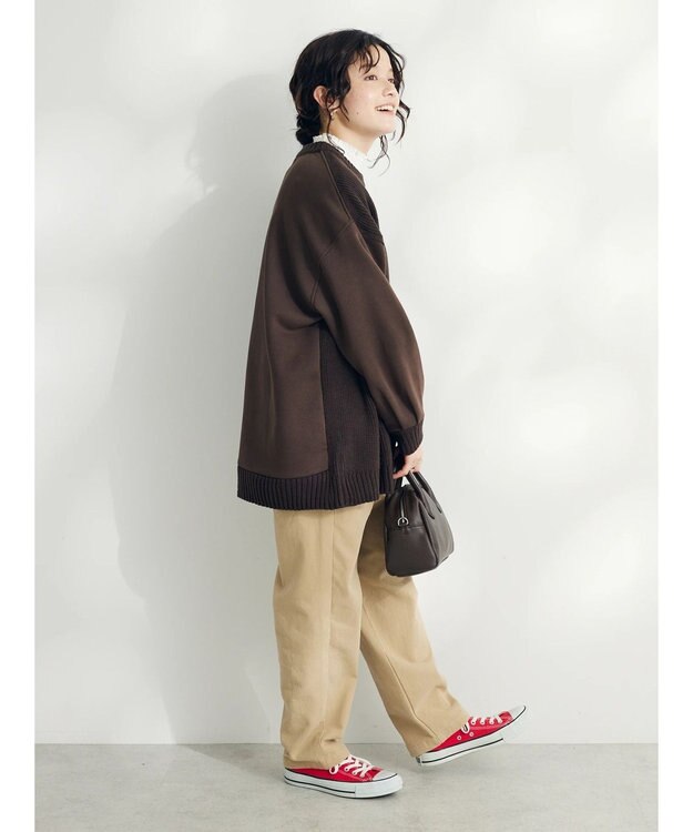 CRAFT STANDARD BOUTIQUE 片畔ニットドッキングチュニック Brown