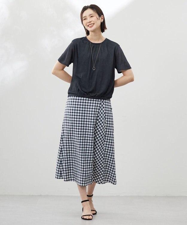 J.PRESS LADIES S 【洗える】ミラノ風天竺シアー カットソー ネイビー系