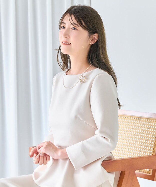 Phoebe <オンワード限定セット>シンプルパールチェーンネックレス×フォーマルパールビジューサークルブローチ ゴールド