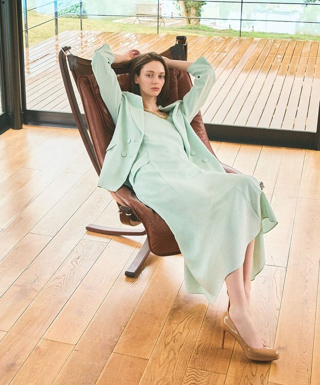 GRACE CONTINENTAL リネンタッチロングドレス ミント