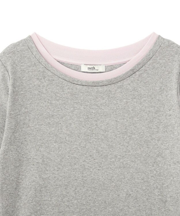earth music&ecology レイヤードライクバイカラープルオーバー Gray