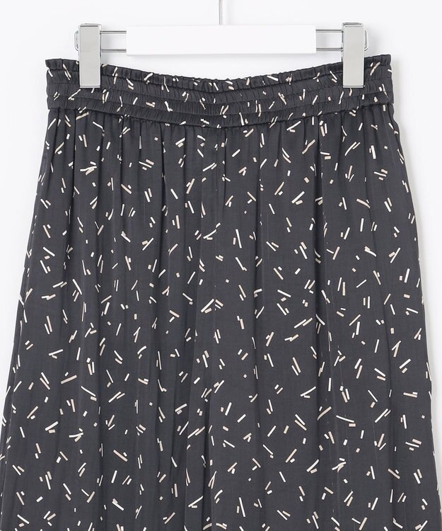 自由区 【WEB限定・ウエストゴム・長さ調整可・洗える・XSサイズあり】ビンテージサテンプリント柄 ワイドパンツ ブラック系5