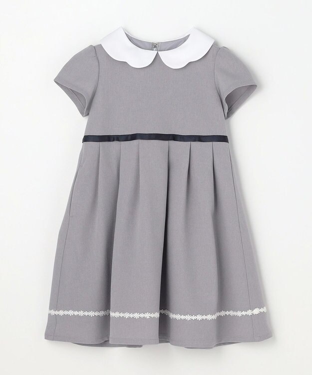 ANY KIDS 【2点セット】ノーカラー ボレロジャケット+襟付き ワンピース グレー