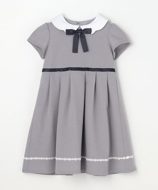 ANY KIDS 【2点セット】ノーカラー ボレロジャケット+襟付き ワンピース グレー