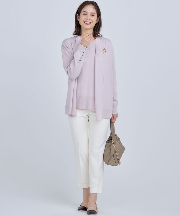 組曲 L 【WEB限定】ベーシックダブルクロス テーパードパンツ アイボリー系