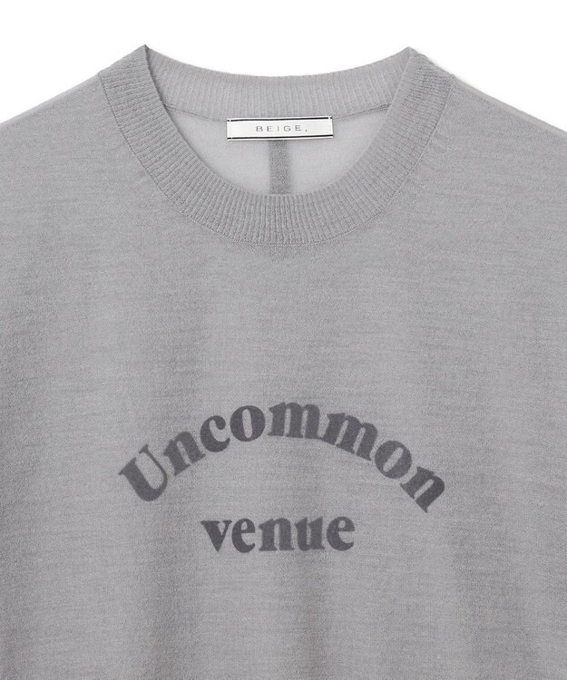 BEIGE， 【洗える・GLOW 10月号掲載】CADDO / シアーウールメッセージロゴＴニット Md.Gray