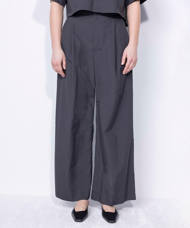 NAVE 【ReNAVE・洗える/撥水加工/接触冷感/UVケア/セットアップ】ナイロンタスラン ワイドパンツ グレー系
