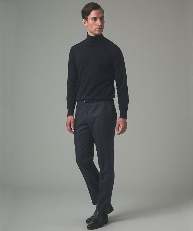 GOTAIRIKU 【保温性/ストレッチ/シワになりにくい】サキソニーストレッチパンツ（ノータック） ネイビー系