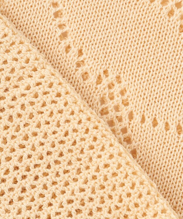 Feroux 【洗える】透かし編みニットトップス アイボリー系