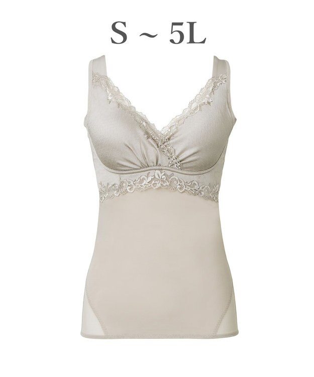 BRADELIS New York 【BRADELIS NewYork peace】 ハートフルカップビューティフルブラキャミソール25 ブラデリス ノンワイヤー 補整下着 補正 シェイパー カップ付き ブラトップ ブラキャミ シアーグレージュ