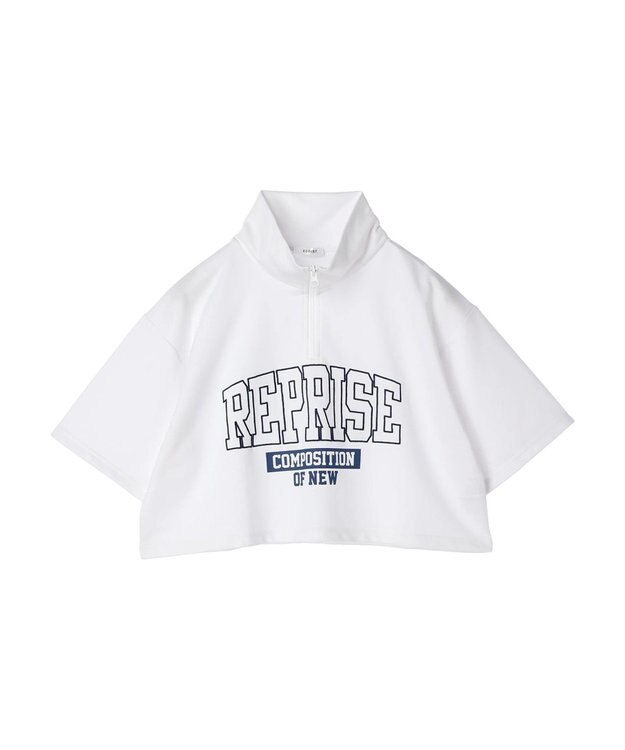 Green Parks ＥＧＯＩＳＴ　ハーフＺｉｐロゴ５分袖プルオーバー Off White