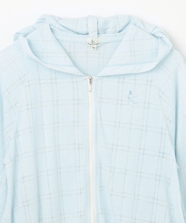 組曲 KIDS 【150-160㎝】【UVケア】オパールチェック パーカー サックスブルー系