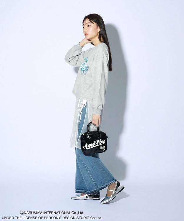 Green Parks ＡＮＧＥＬ　ＢＬＵＥ長袖ロゴ刺繍プルオーバー Gray