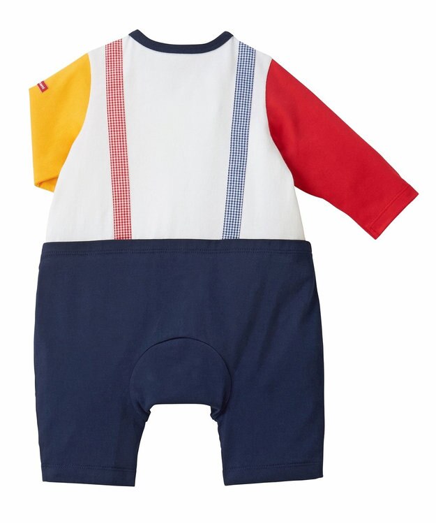 MIKI HOUSE HOT BISCUITS 【70-80cm】 サスペンダー 7分丈カバーオール マルチカラー