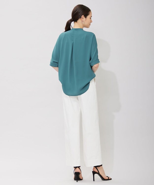 ICB 【洗える】T/Cストレッチサテン ワイドパンツ オフホワイト系