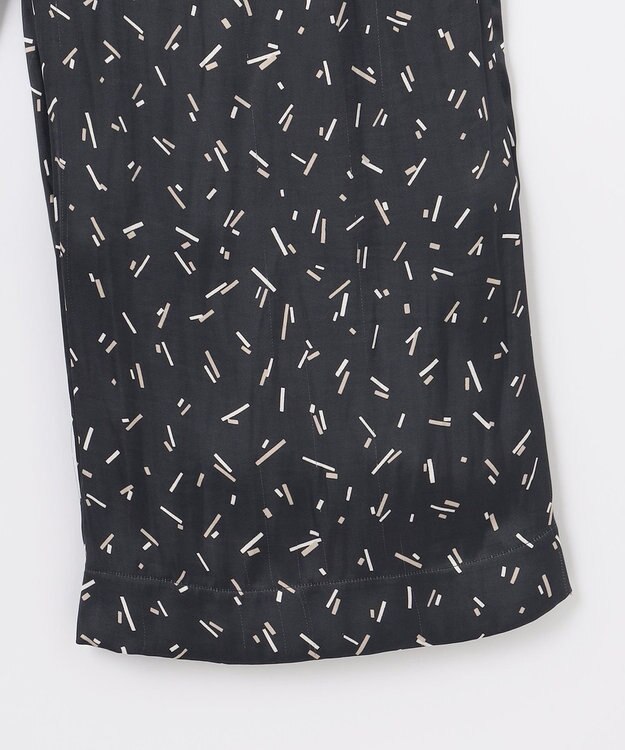 自由区 【WEB限定・ウエストゴム・長さ調整可・洗える・XSサイズあり】ビンテージサテンプリント柄 ワイドパンツ ブラック系5