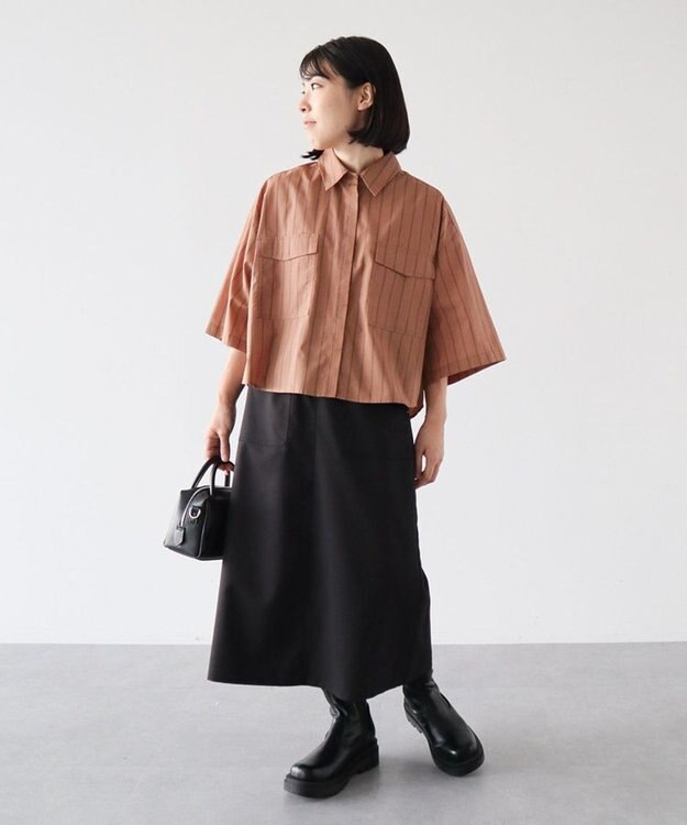 Green Parks ５分袖ショートシャツ Brown