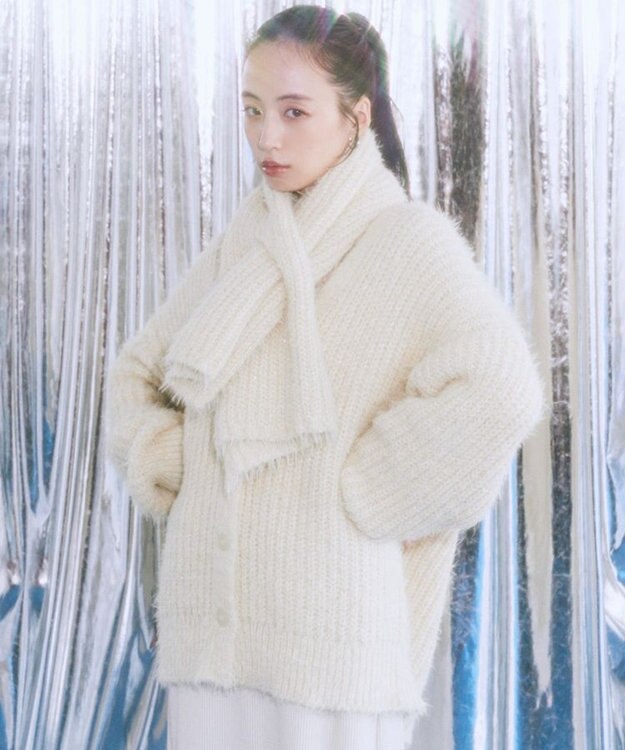 earth music&ecology カラーミックスシャギーカーディガン