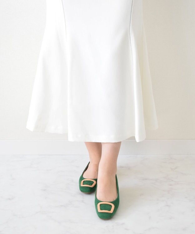 Bridget Birkin 【Bridget Birkin】スクエアバックルフラットシューズ グリーンスウェード