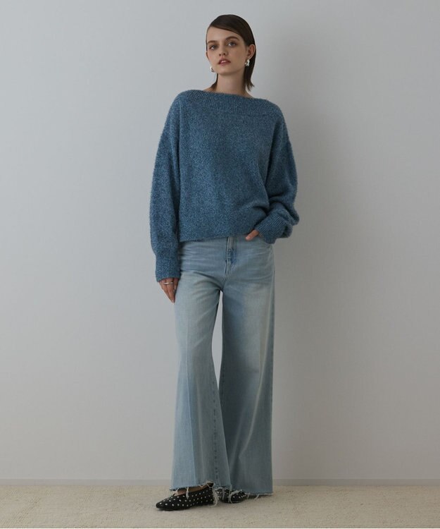 GRACE CONTINENTAL グリッターニットトップ ブルー