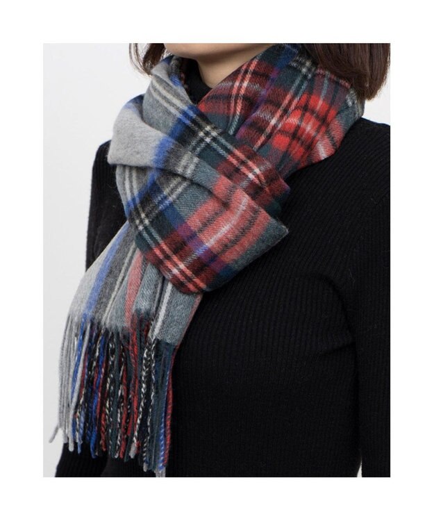 UNBILLION カシュネ cache nez / カシミヤ混紡毛チェック柄ストール GY