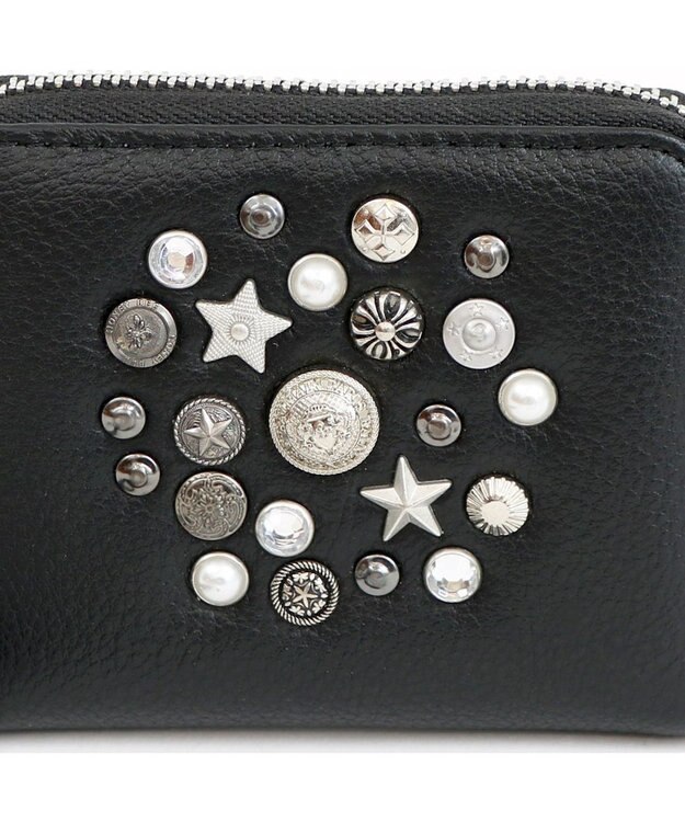 UNBILLION ペルケ perche / マルチスタッズ・ジャバラカードウォレット ライトブラック