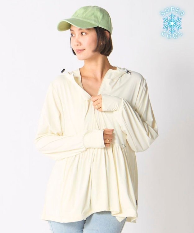 OP／FILA 【Ocean Pacific】スーパーナイロンクール｜接触冷感フレアシルエットラッシュガード ホワイト