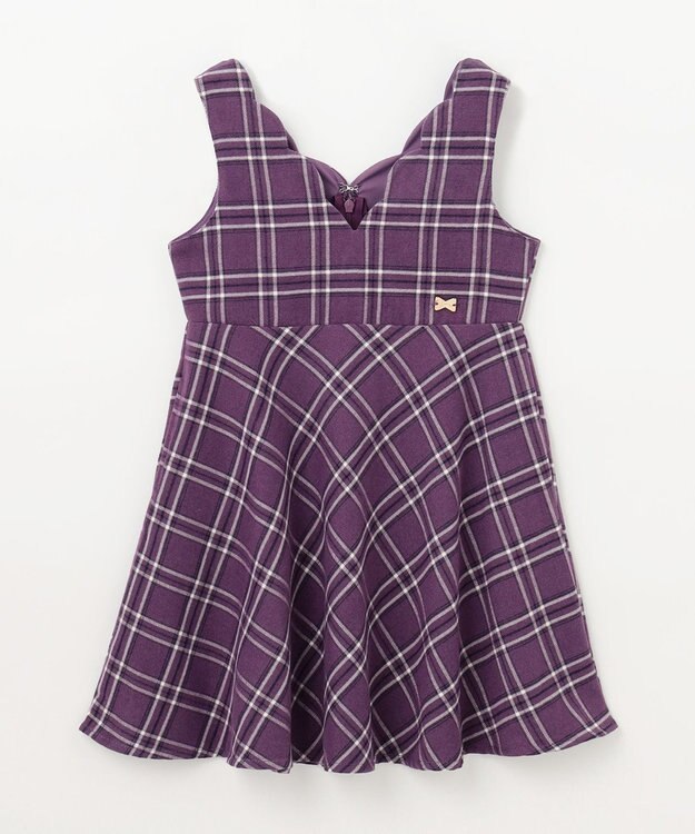 ANY KIDS チェック柄 ジャンパースカート モーブ系チェック