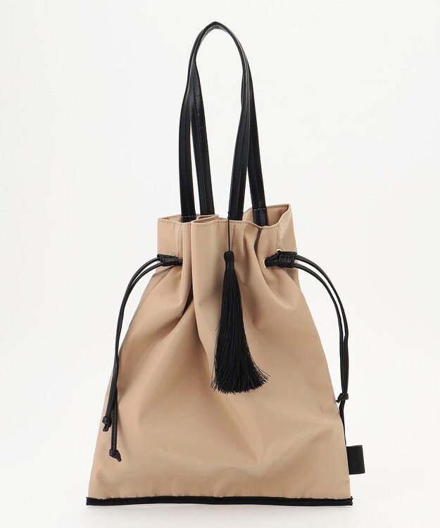 自由区 ナイロン巾着サブトート バッグ サンドベージュ