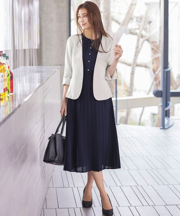 Tiaclasse 【吸水速乾・接触冷感・UVケア・防シワ・洗える】カチオンカラーレスジャケット グレージュ