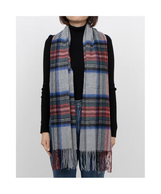 UNBILLION カシュネ cache nez / カシミヤ混紡毛チェック柄ストール GY