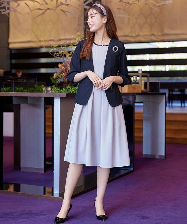 Tiaclasse 【吸水速乾・接触冷感・UVケア・防シワ・洗える】カチオンカラーレスジャケット ネイビー