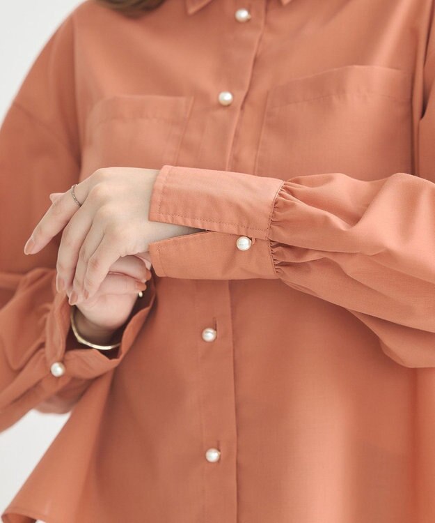 earth music&ecology オーバーフレアシャツ Pink Orange