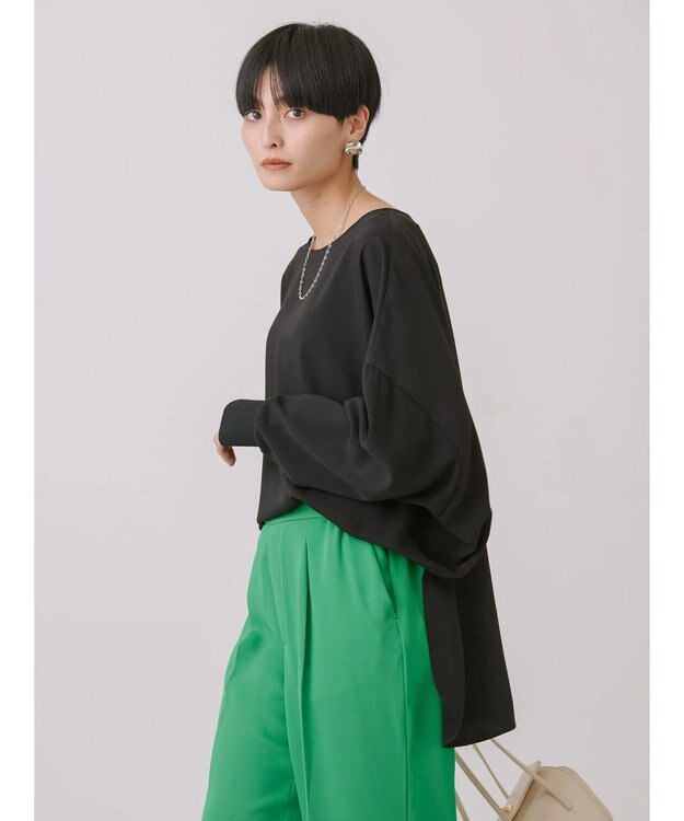 AMERICAN HOLIC イージーケアドルマンとろみブラウス Black