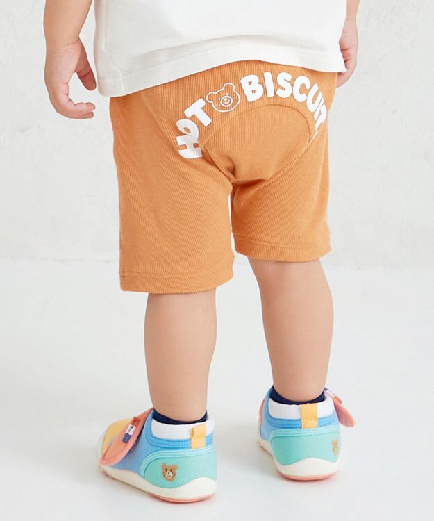 MIKI HOUSE HOT BISCUITS 【70-100cm】ロゴシリーズ 6分丈ハーフパンツ オレンジ
