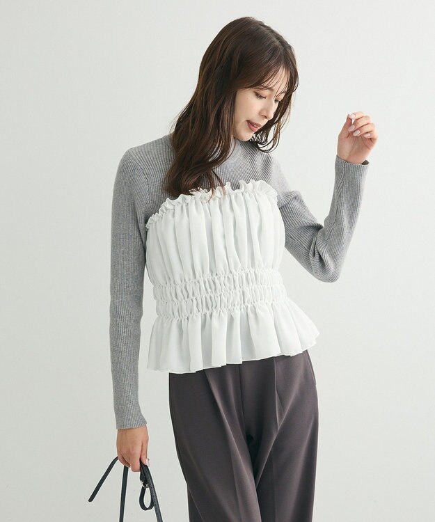 Green Parks ・ｓｗｉｎｇ　ｂｙ　ビスチェレイヤーハイネックニット Gray Mixture