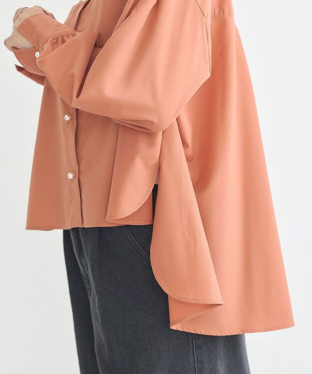 earth music&ecology オーバーフレアシャツ Pink Orange