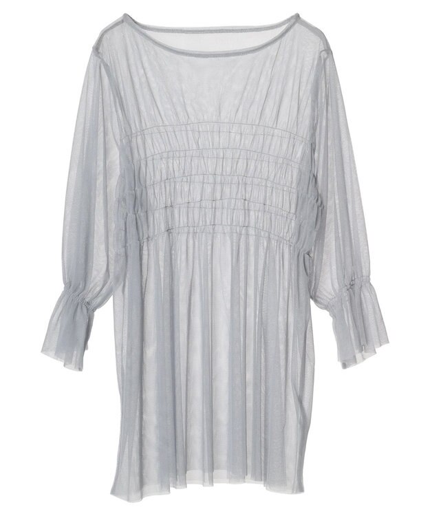Green Parks チュールシャーリングチュニック Gray