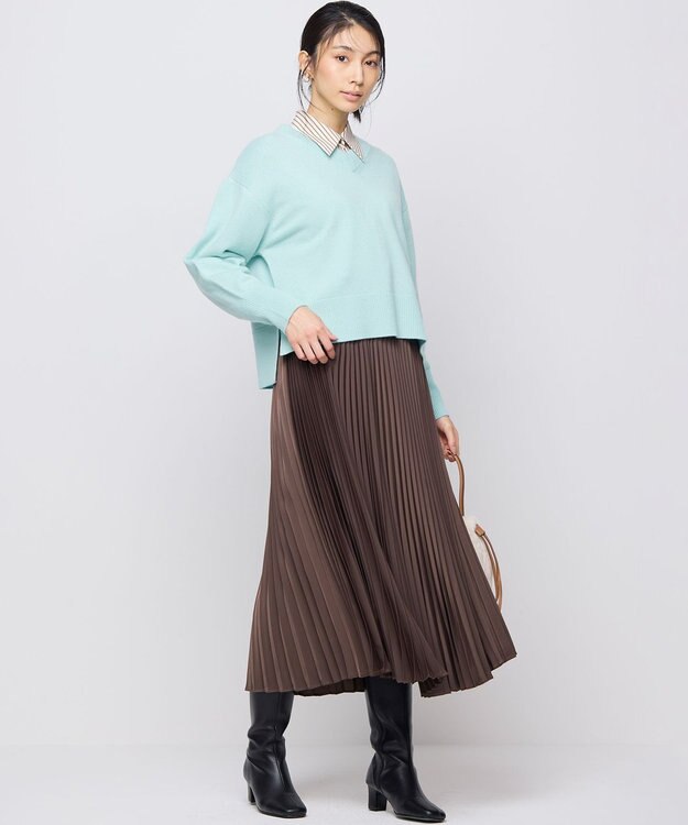 組曲 【8色展開・手洗い可】ウールカシミヤミックス Vネックニット 【WEB限定】サックスブルー系9