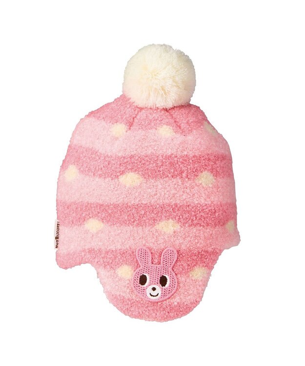 MIKI HOUSE HOT BISCUITS 【42-52cm】 ニット帽子(フード) ピンク