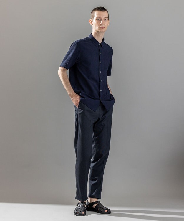 JOSEPH HOMME 【ストレッチ/ウエストゴム仕様】キャリーマンストレッチ ドロスト付ストレートパンツ / HOVE ネイビー系